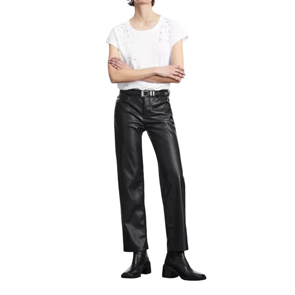 The Kooples Faux Leather‎ Pants Black Straight Leg Trousers FR 40 US 8